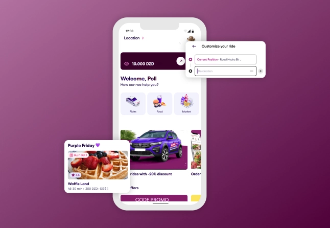 Super taxi and express delivery app screen